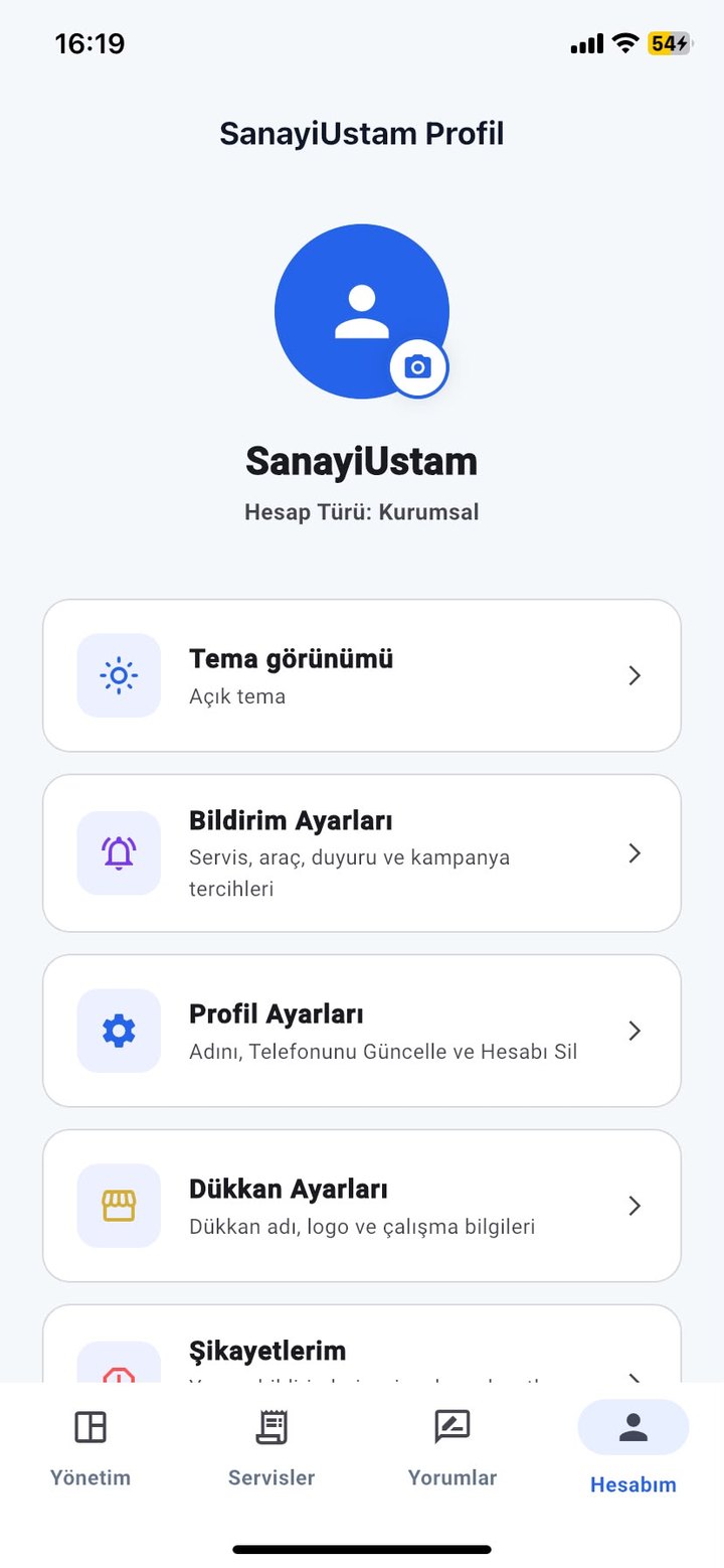 SanayiUstam profil ekranı örneği